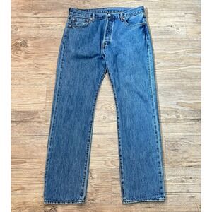 Levi's 501 36x34 Regular Fit Straight Leg Jeans Button Fly Blue Denim